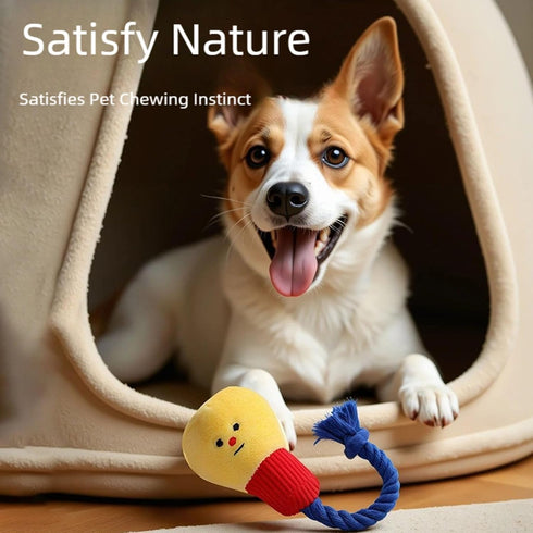 NIHUIFA Bulb Lovely Designs Pet Cotton Rope Chew Toy Squeaky Plush Teether Chewing Toy Help Teeth Bonding Activity