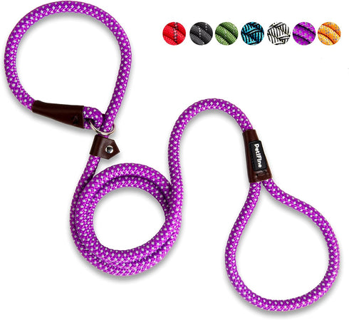 PetiFine 6FT x 1/2" Reflective Slip Lead Dog Leash, Heavy Duty Adjustable Nylon Rope for Small Medium Large Dogs