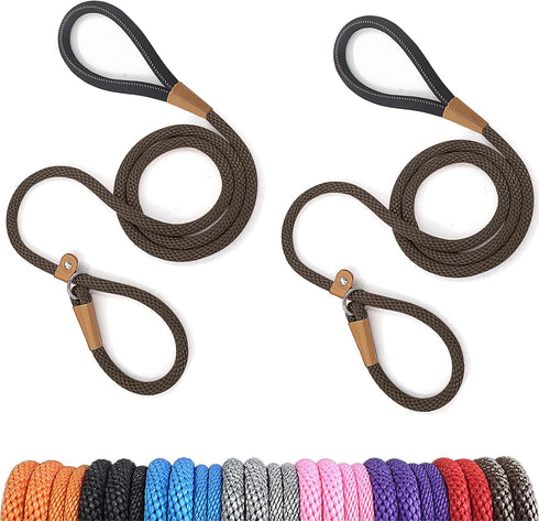 lynxking 6 FT Dog Leash Slip Lead 2 Pack, Strong Heavy Duty Braided No Pull Training Leash for Medium Large Small Dogs