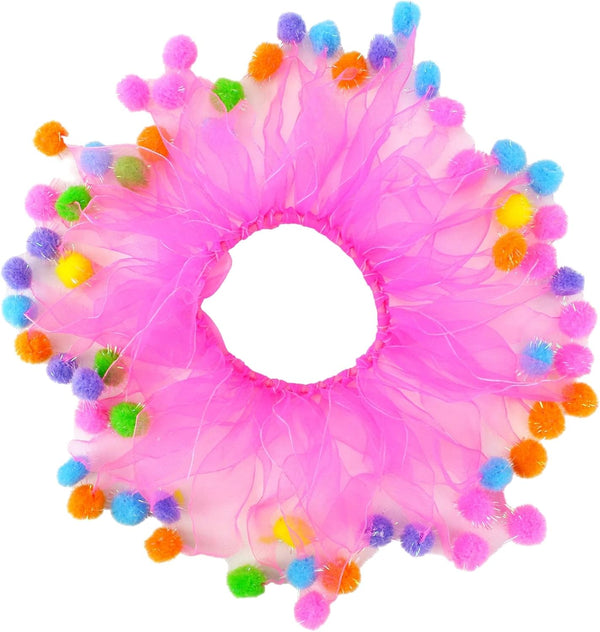 Midlee Pink Birthday Pom Pom Dog Collar, Medium Size