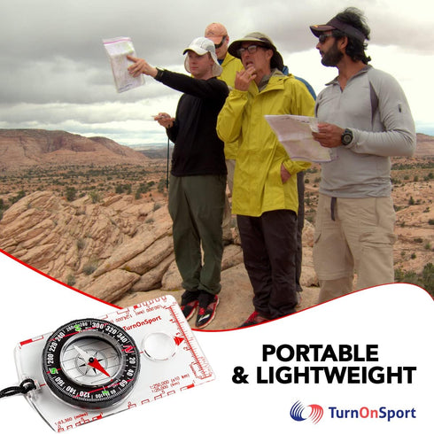 Backpacking TurnOnSport Orienteering Compass - Advanced Scout Compass for Hiking, Camping, and - Best Survival Gifts