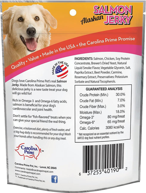 Blue Ridge Naturals 3-Pack of Carolina Prime Alaskan Salmon Jerky Dog Treats, 16oz, Made in The USA