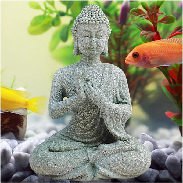 Aquarium Buddha Statue, Japanese Buddha Figurine, Fish Tank Buda Sculpture for Underwater Decoration