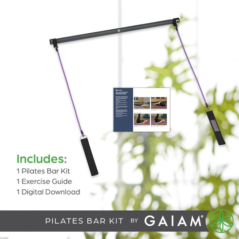 Gaiam Restore Pilates Bar Reformer Kit - Home Fitness Equipment with 30-Inch Resistance Bands & Exercise Guide