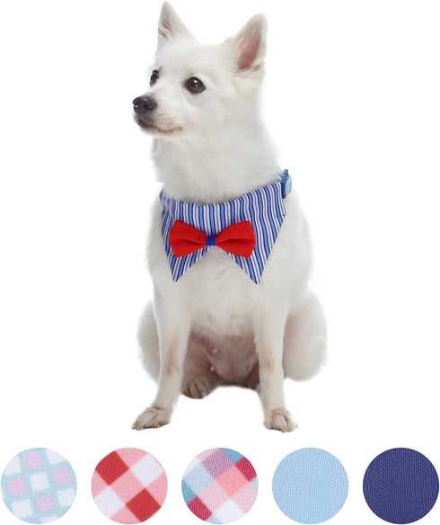 Blueberry Pet Iconic High Street Fashion Adjustable Dog Bandana Collar with Bow Tie, Medium, Neck 14.5"-20"