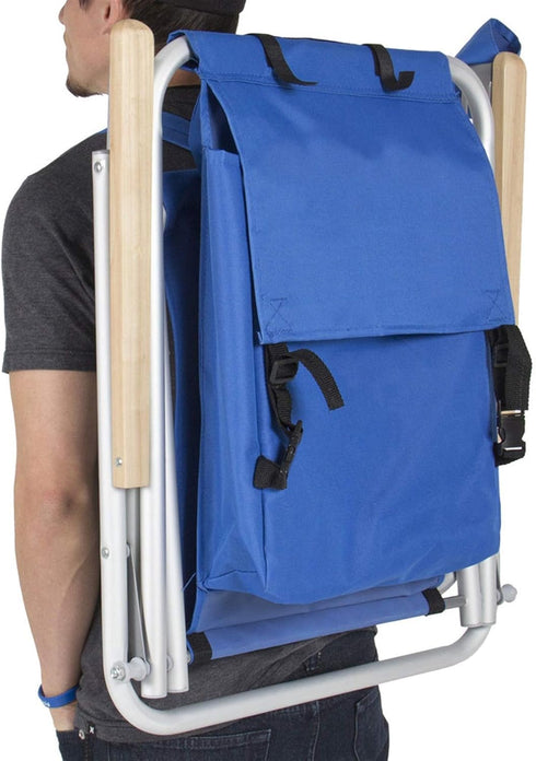 SWLJKU 600D 220lbs Portable Camping Chair with Adjustable Headrest - Heavy Duty Folding Beach Chair, Blue Polyester