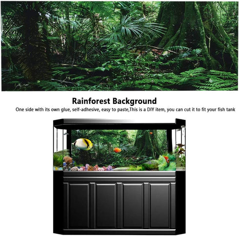 PVC Adhesive Reptile Poster, Jungle Pattern Fish Terrarium Background Decoration (122 * 46cm)