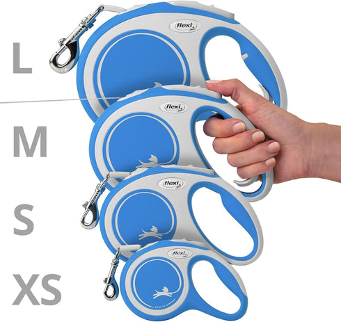 Flexi Comfort Tape Grey & Blue 3m Retractable Dog Leash for Dogs up to 12kgs/26lbs (Extra Small)