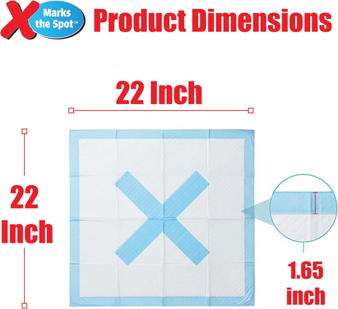 SPOT 5-Layer 22 22 100-Count X Marks The Puppy Training Pads Extra Absorbent, Leak-Proof Dog Pee Pads with Adhesive