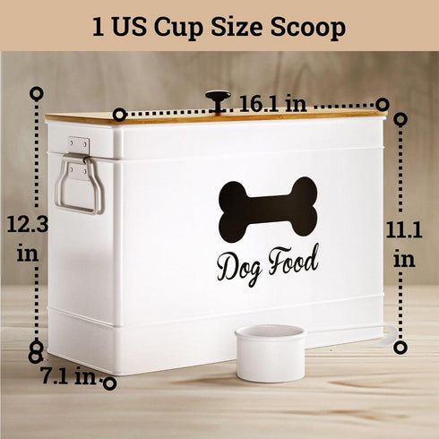 15 lb (50 100 lbs Dog Food Container Airtight Cup) Capacity with Metal Scoop - Cute Airtight Dog Food Storage Container