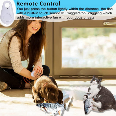 Tocirelo Remote Control Cat Toy, Interactive Electric Flopping Fish Kiten Kicker Toy for Indoor Cats and Small Dogs