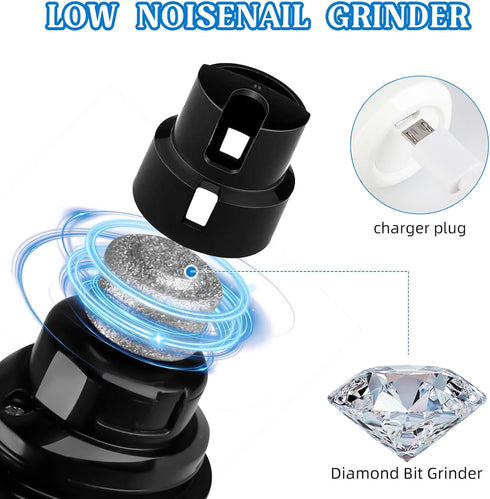 ONRSV 2-Speed Trimmer, Silent Groom Pro Nail Grinder, Rechargeable Quiet Dog Nail Gentle Electric Pet Nail Grinder Tool