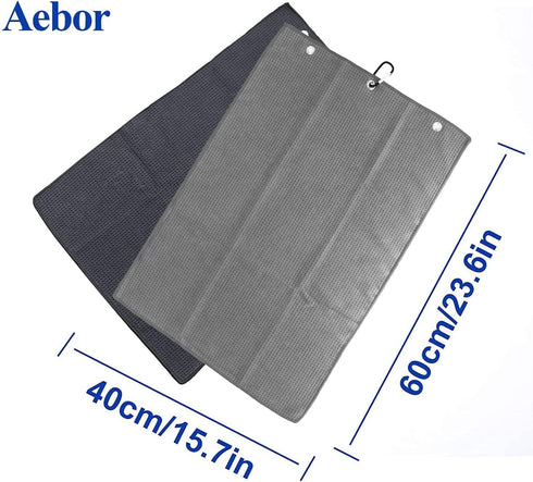 Golf Towels, Microfiber Waffle Pattern Tri-fold Towel with Brush Tool Kit, Clip Included