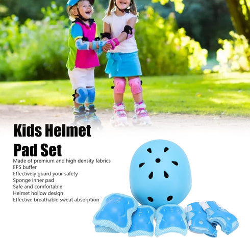 Kids Helmet Pad Set, Professional Adjustable Kids Skateboard Bike Helmet Knee and Elbow Pads Wrist Guards, Kids Protective Gear Set for Girls Boys Roller Skating Scooter