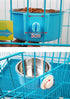 RUBYHOME 2-in-1 Dog Bowl & Feeder - Blue Plastic & Stainless Steel Hanging Food Basin for Crates & Cages
