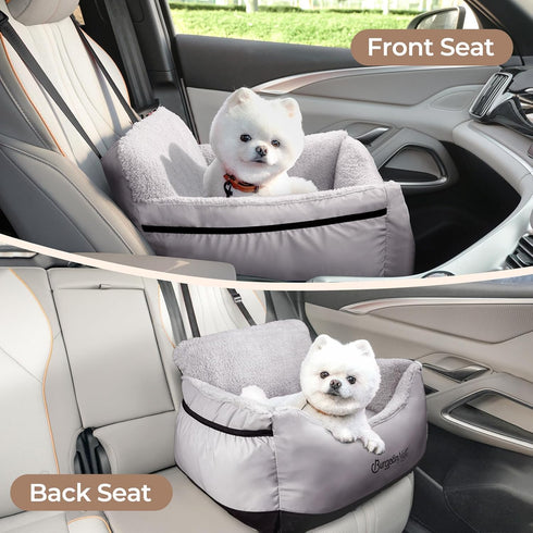 25 lbs, BurgeonNest Dog Car Seat for Small Dogs, Detachable and Washable Cat Carseats Under Soft Pet Booster Seats