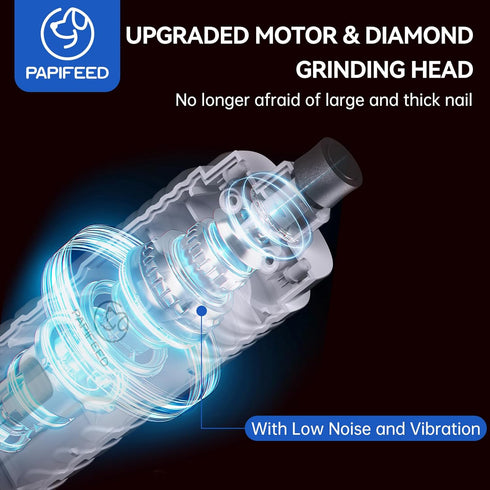 Trimmer PAPIFFEED Dog Nail Grinder with LCD Display Quiet Electric Nail with Dual LED Light, Safe for Black & Thick