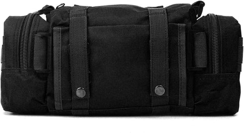 Fishing Tackle Bag with Rod Holder, Water-Resistant Waist Fishing Bag for Outdoor (Black)