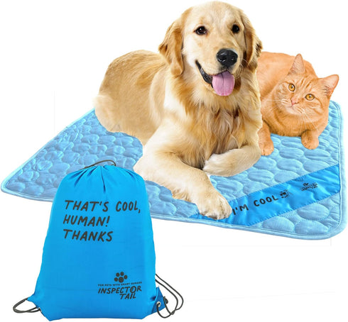 Self Cooling Mat for Dogs with Free String Bag - Washable & Portable Soft Pad for Indoor or Outdoor Use