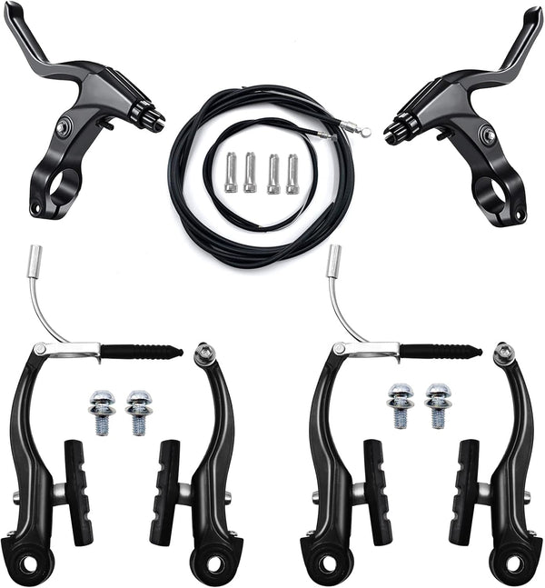 V-Type Bike Brake Set, Complete Universal Front and Rear MTB Brake, Includes Cables, Wrenches