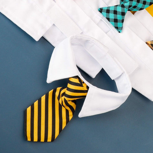 Segarty 6pcs Adjustable Dog Neck Ties, Classy Stripped Neck Tie with White Dog Collar for Small and Medium Pets