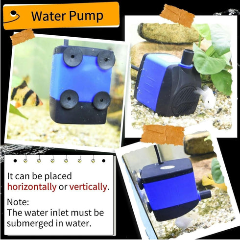 CHA-750 720L/H AC 110V Submersible Pump, 12W Quiet Water Pump for Fish Tanks and Ponds
