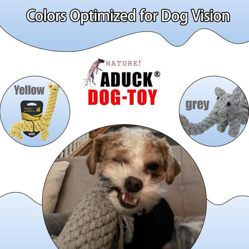 ADUCK Puppy Dog Rope Toy for Teeth Cleaning, Chew-Proof Dental Care, Durable Cotton Elephant & Giraffe