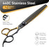 Fenice Peak 7'' Black Dog Grooming Scissors - Golden Chunker Blending Shears with Ergonomic Offset Handle
