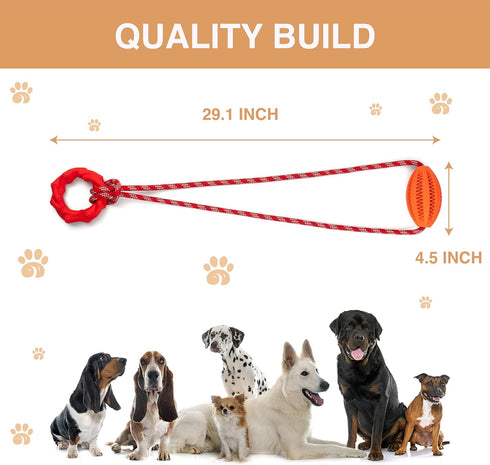 Interactive Dog Chew Toy with Rope for Aggressive Chewers - Treat Dispensing, Toothbrush for Pet Teeth Cleaning