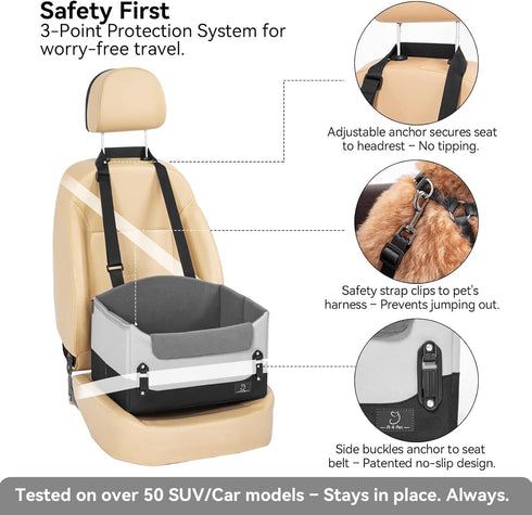 4 25lbs A Pet Dog Car Seats for Small Dogs Under Safety Travel Booster Seat with Patent Buckles, Adjustable Leash