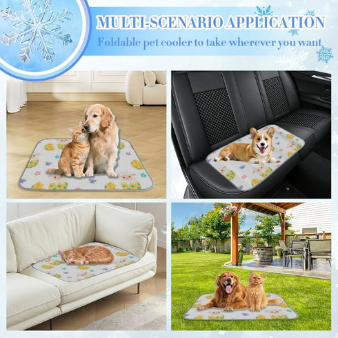 imiBBWQu Summer 27" 22" Dog Cooling Mat Cute Easter Eggs Sheep Dog Mat Bed Washable Cat Cooling Pad Bed for Dogs Car