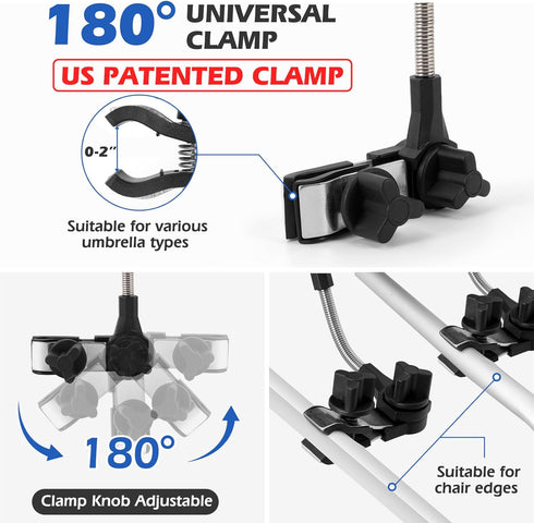 360Adjustable 2 PACK 48.8" 3 180+360 Umbrella Protection Stroller, beach chair umbrella with clamp, high UV protection.