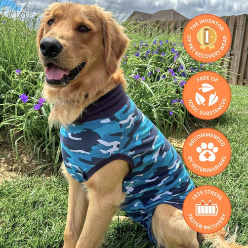 Suitical Recovery Suit for Dogs | Spay and Neutering Surgery Recovery Suit | Blue Camouflage