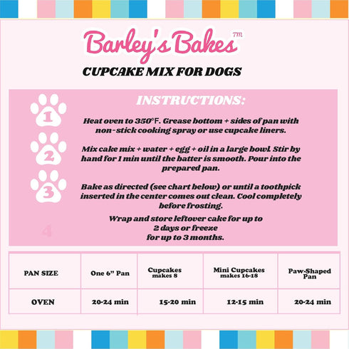 Barley's Bakes Birthday Cupcake Mix for Dogs, Peanut Butter Flavor, 7.5 Ounce, Gluten Free, Made in the USA