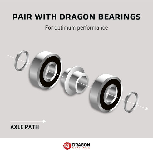 Fireball Dragon Aluminum Self Centering Bearing Spacers, 8 Pack Rollerblade Spacer for Inline Skates and Longboards