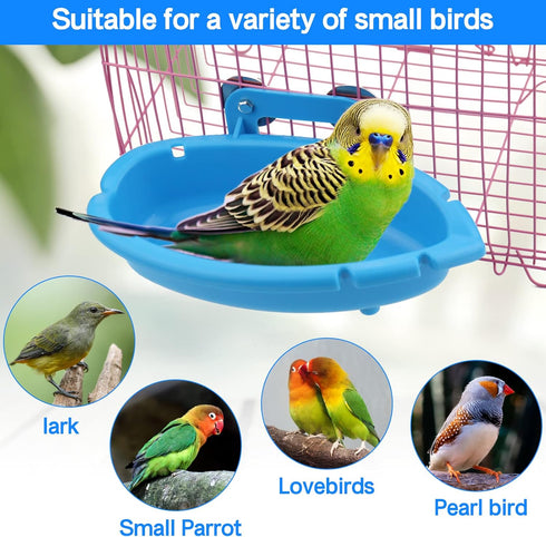 Bird Bath for Cage- Small Tub Bowl for Hang Inside Cage Birdbath Shower for Parrot/Parakeets/Cockatiels/Canary/Budgerigar (Blue)