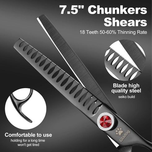 7 Inch 6-in-1 GLADOG Professional Dog Grooming Scissors Kit, Titanium Dog Scissors for Grooming, Heavy-Duty Dog Shears