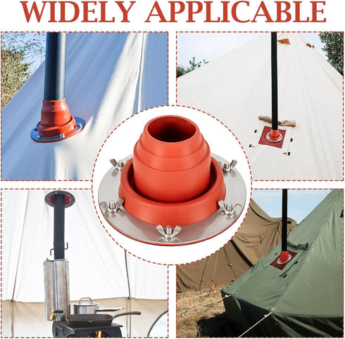 Tent Stove Jack Kit, Silicone High Temp Flexible Roof Jack Pipe Boot for Bell Tent, Yurt, and Wood Burner