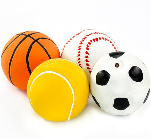 4 Pack 2.4" Sets CHIWAVA Squeak Latex Puppy Dog Toy Ball Sports Balls Fetch Interactive Toy for Small Dogs