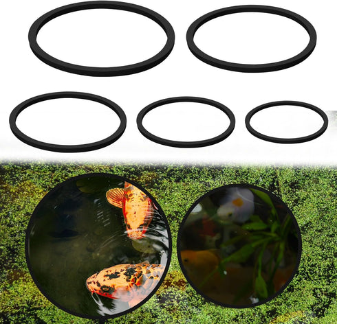 5pcs Aquarium Floating Plant Rings, 5 Sizes Foam Fish Feeding Rings for Keeping Floating Plants in Place, Black