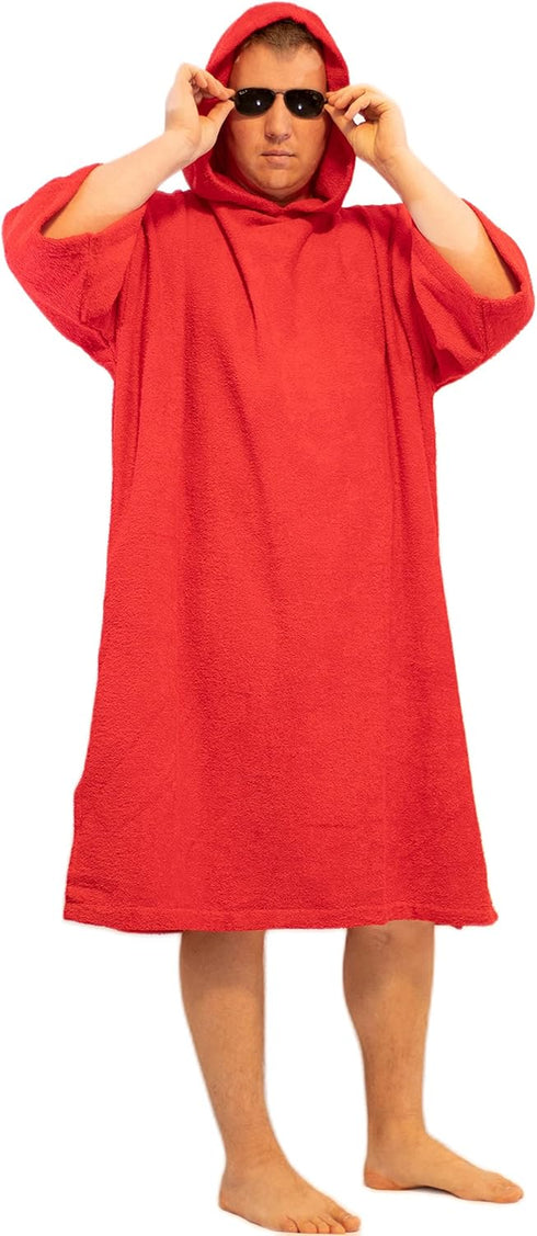 100% ALLEN & MATE Cotton Hooded Surf Poncho Changing Robe - Oversized Absorbent Pool & Beach Towel Swim Robe for Men