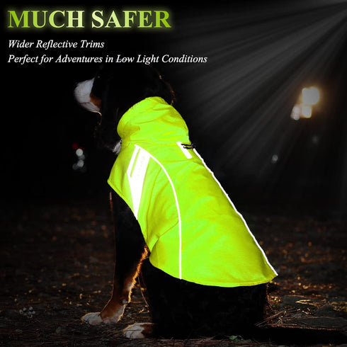 VIVAGLORY Dog Raincoat for Large Dogs, Lightweight Reflective Safety Vest Jackets for Adventures, Bright Yellow