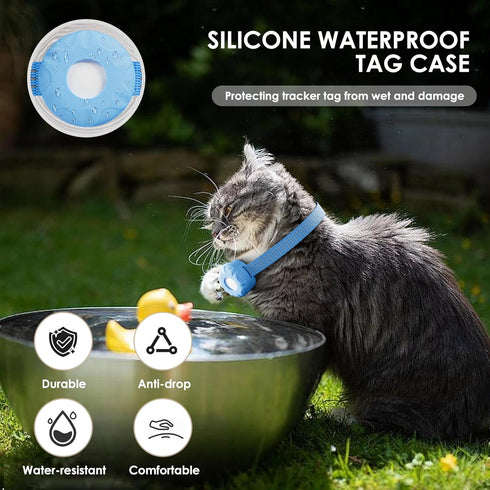 HONGTOP H Cat GPS Tracker, Waterproof Pet GPS Tracker for Cats, Cat Tracker Collar with Safety Elastic Buckle, Works