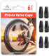 Presta Valve Cap Set of 6, Anodized Aluminum Alloy Tire Air Valve Caps for Cycling, Black