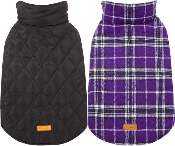 Kuoser Waterproof Dog Coat, Adjustable XL Jacket for Extra Large Dogs, Reversible Cozy Winter Apparel, Purple