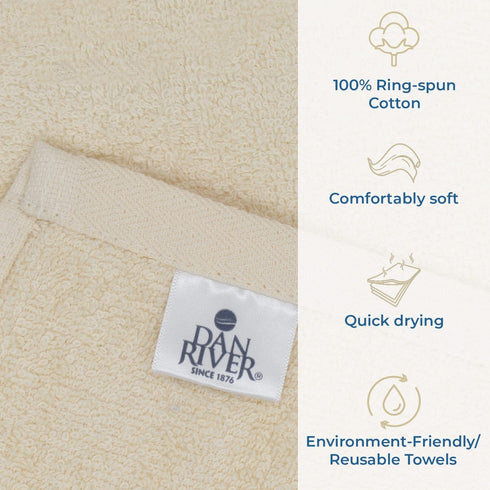 DAN RIVER Large Dog Towels for Drying, 100% Cotton Puppy Bath Towel, Ultra Soft 450 GSM, 20x40 inches, Cannoli Cream