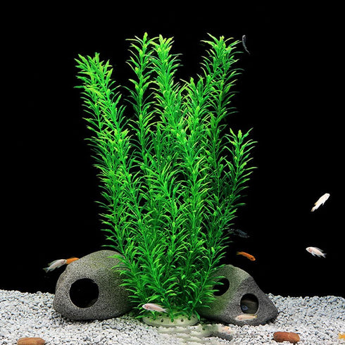 2 pcs Extra Large Aquarium Decor Plastic Plants, 21 Inches Tall Artificial Fish Tank Decorations (Green)