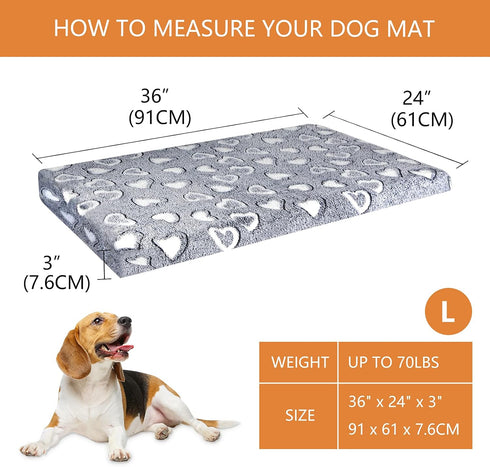 VANKEAN Reversible Dog Crate Mat, Stylish Bed with Waterproof Linings for Small to XX-Large Dogs - Grey
