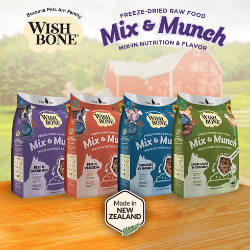 Wishbone Mix & Munch Raw Freeze-Dried Grain-Free Beef and Ocean Fish for Cats