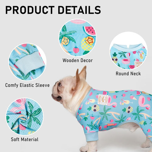 KYEESE Dog Pajamas for Summer, Lightweight Pet Onesie Mesh Pjs for Medium Dogs, Comfy Sun-Protective Flamingo Pattern